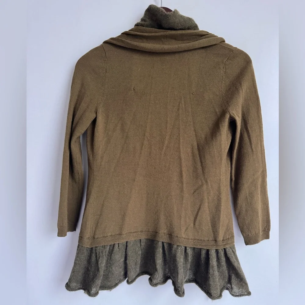 Anthropologie Moss Green‎ Wool Alpaca Blend Cardigan XS small goblincore texture - Picture 6 of 10